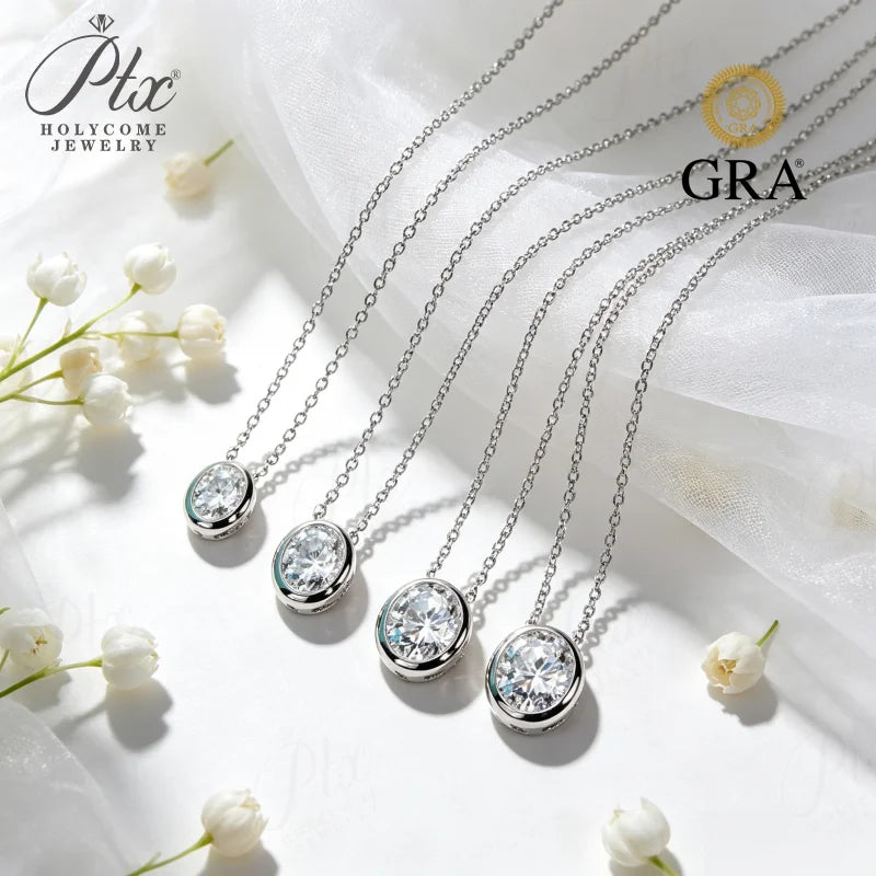 0.5-3ct Moissanite Pendant Necklace 925 Silver