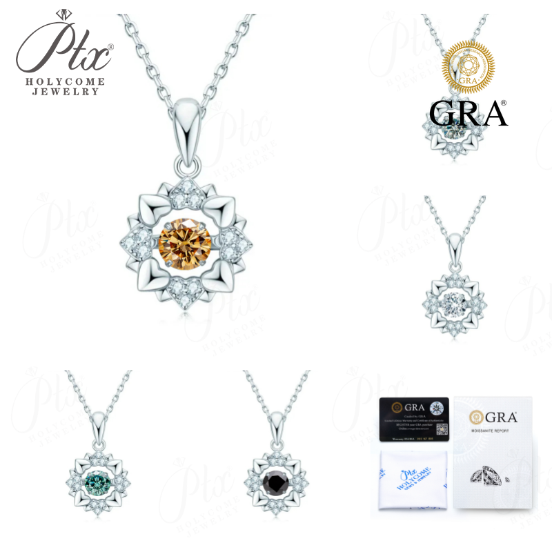 0.5ct Round Moissanite Solitaire Necklace GRA