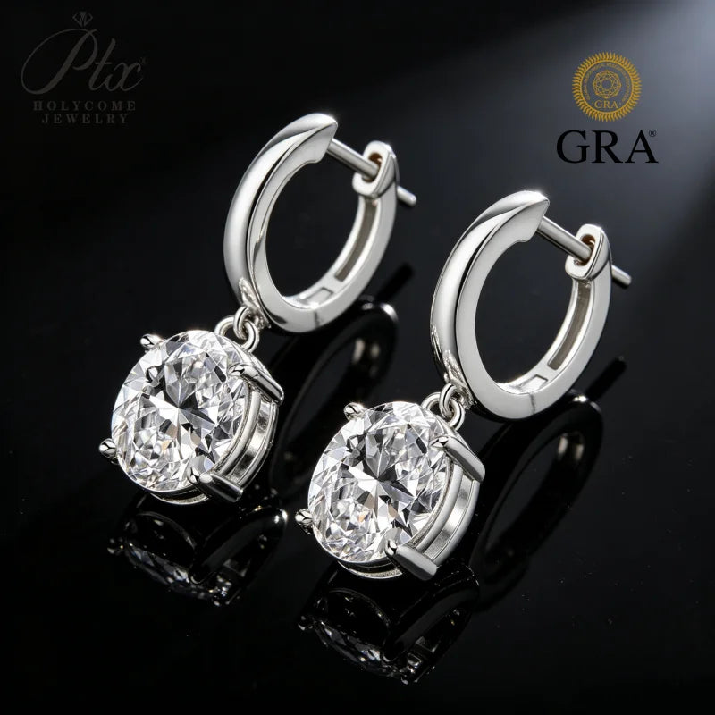 2.4ct Oval Cut Moissanite Drop Earrings 925