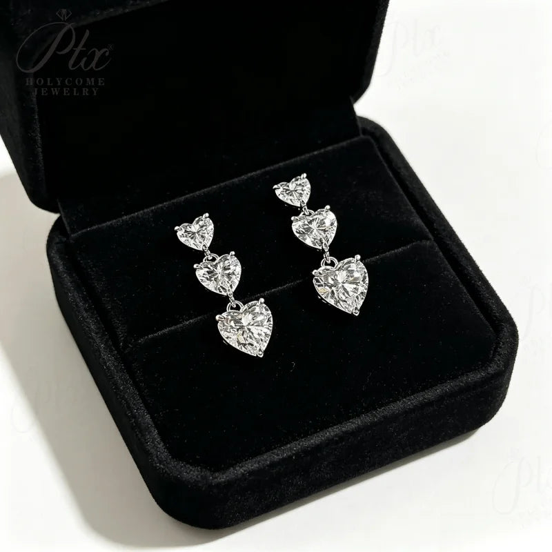 5ct Heart Cut Moissanite Stud Earrings VVS1 925